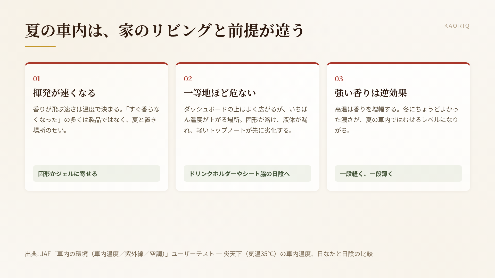 夏の車内での3つのルール