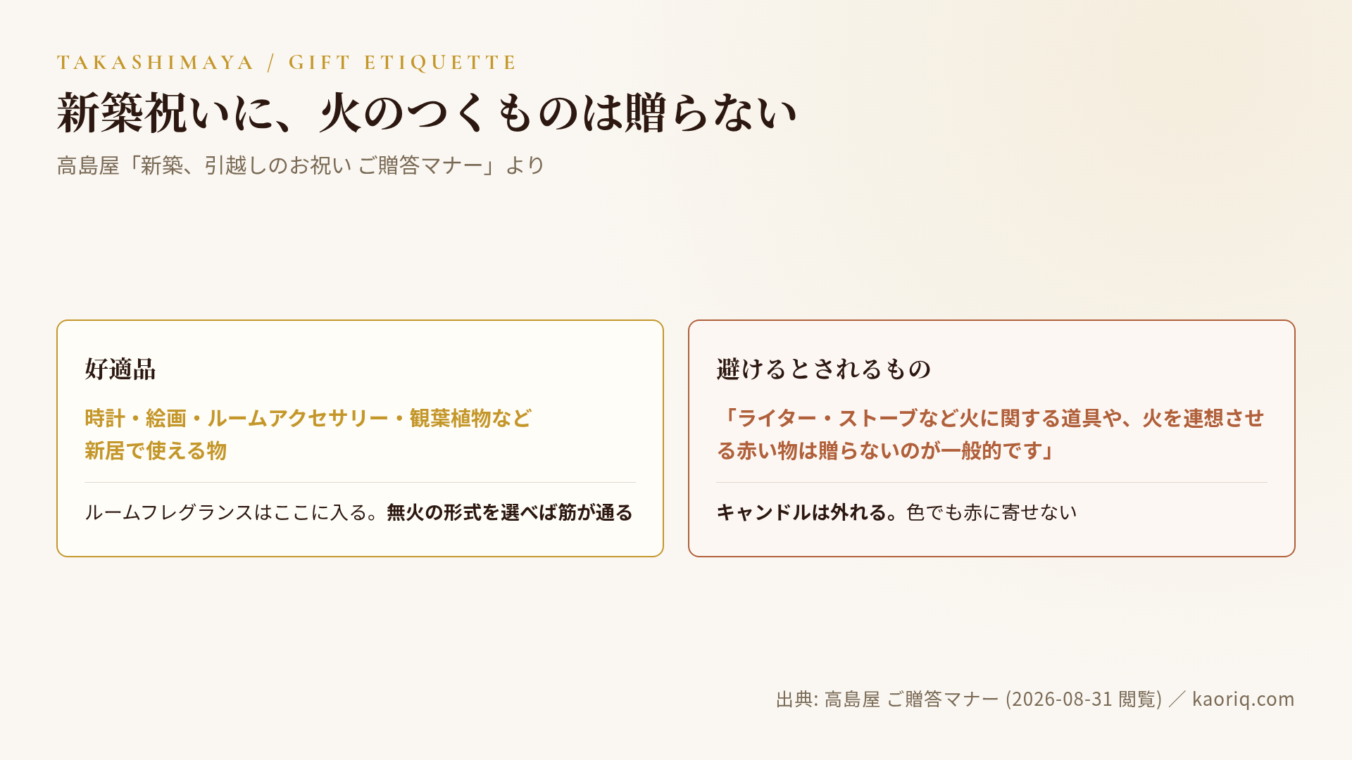 新築祝いの好適品と、避けるとされるもの
