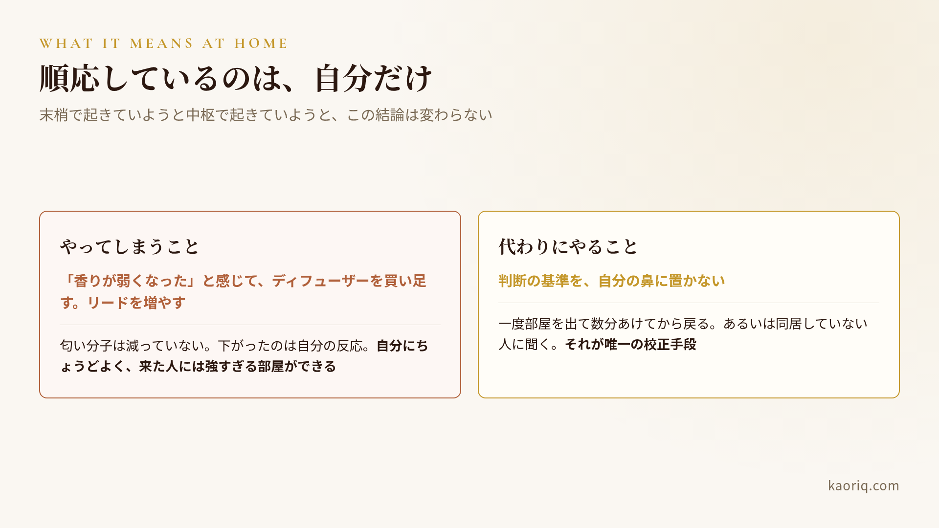 順応しているのは自分だけで、来客には香っている