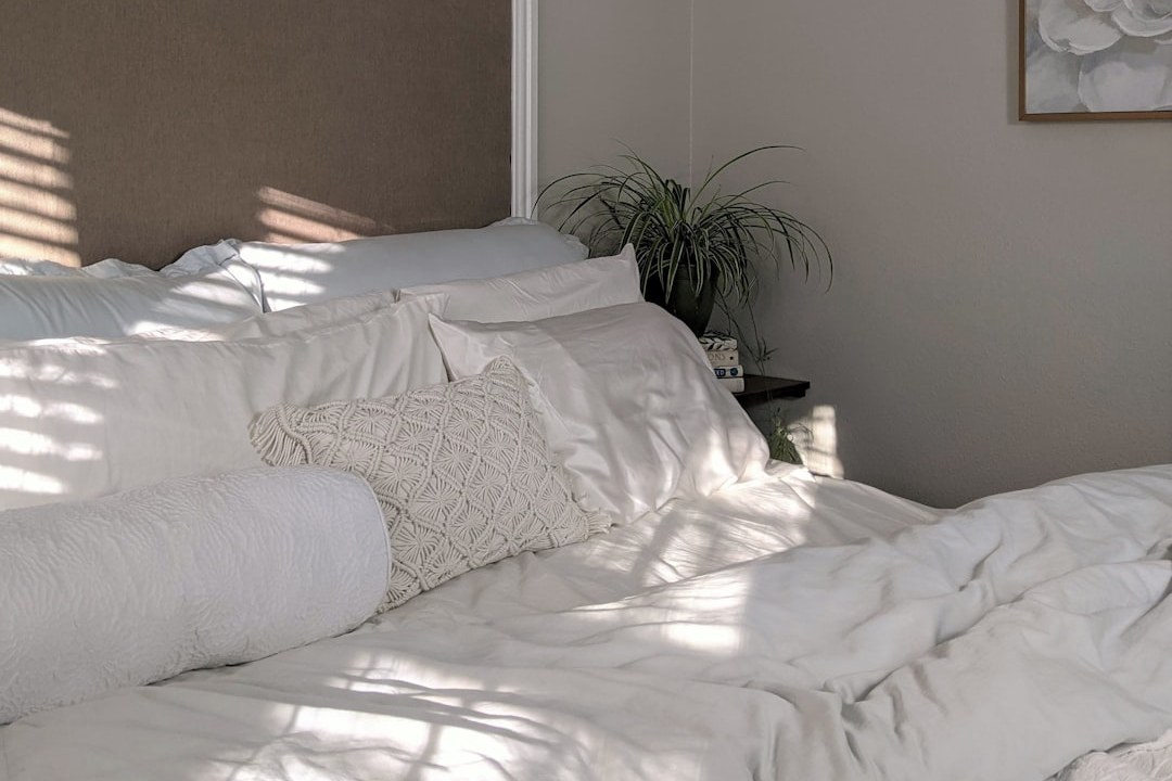 落ち着いた粉っぽさが漂う寝室