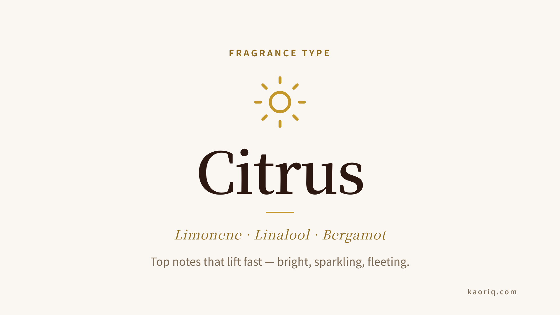 Citrus fragrance type — example notes and olfactory behaviour