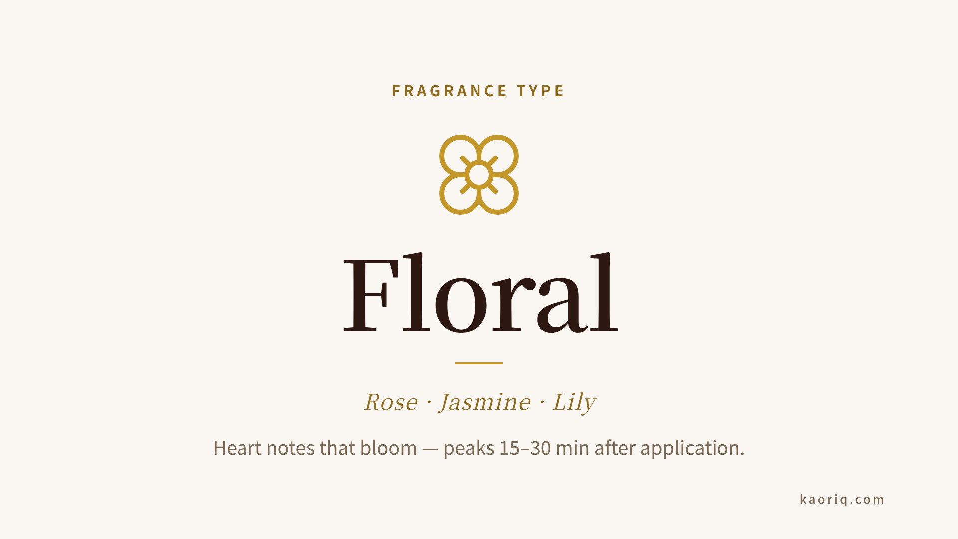 Floral fragrance type — example notes and olfactory behaviour